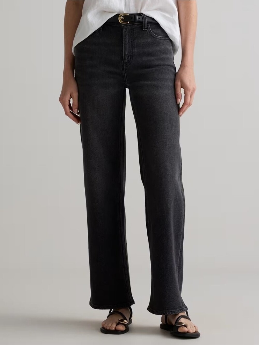 Quince Bella Stretch Relaxed Straight Jeans Charcoal Black - 28" Inseam
